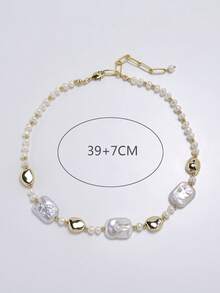 1 chiếc dây chuyền ngọc trai tự nhiên mạ vàng 18K dành cho nữ, món quà thanh lịch cho đám cưới, lễ đính hôn, Ngày của Mẹ, Ngày Valentine, sinh nhật, cô dâu. - trắng - Xem 4