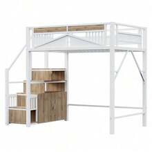Kids Bed Frames, Headboards & Footboards - White + Metal & Wood + 140cm*200cm-2 - View 11