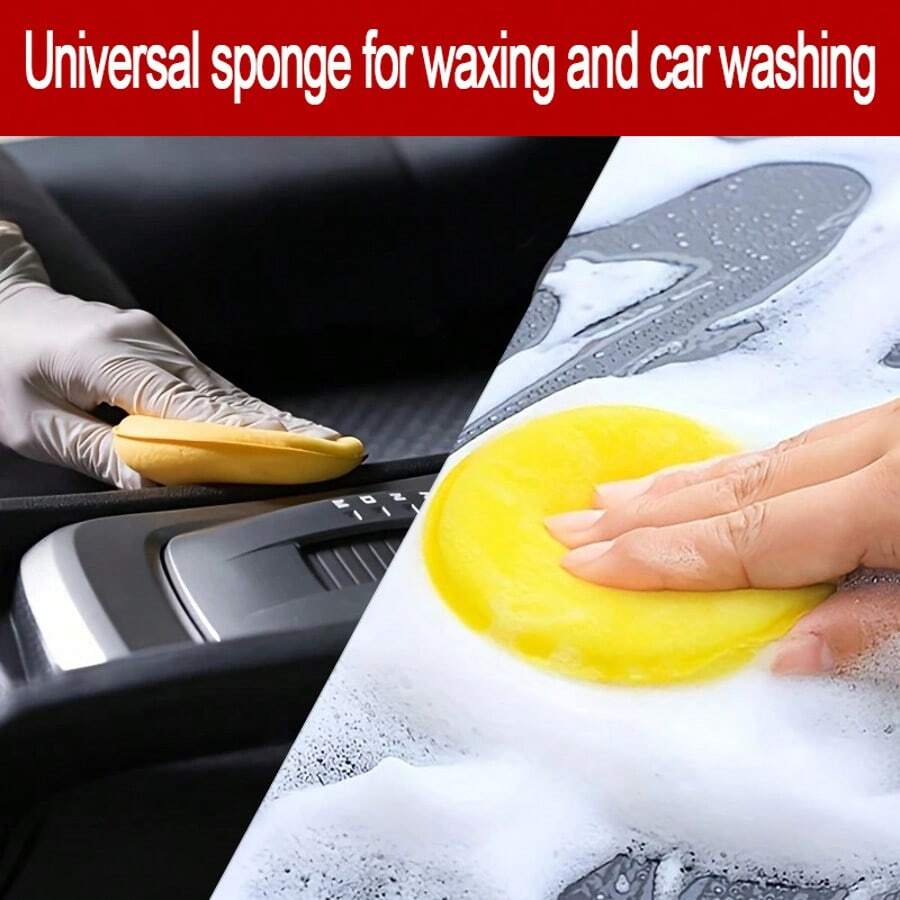 12片装圆形汽车摩托车打蜡抛光海绵涂抹垫，高密度泡沫汽车蜡涂抹垫 - 3.7英寸圆形抛光海绵，用于汽车打蜡 - 聚氨酯材质，手持式汽车清洁用品