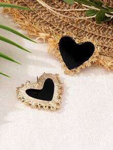 1 Pair Cute Heart Shaped Red, White, Black Pendant Earrings, Suitable For Teenagers, Girl, Daily, Festival, Party, Gift - Love - View 5