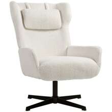 Accent Chair, Upholstered Armchair With Fleece Cover, Swivel Base, Metal Frame, Cream White - 米色 - 查看 5