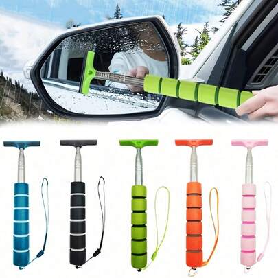 1pc Retractable Car Rearview Mirror Rain Wiper, Extendable Auto Side Rear View Mirror Windshield Wiper, Portable Cleaning Tool