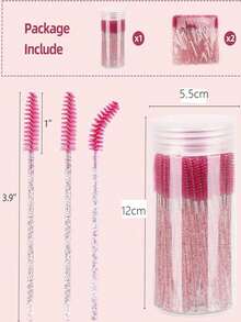 500/1pc Disposable Mascara Wands, Bulk Mascara Brushes, Eyelash Brushes, Spiral Brushes, Makeup Tools, Suitable For Eyelash Extensions, Eyebrow Brushes, Eyeshadow Brushes, Spiral Brushes. - Hot Pink - View 6