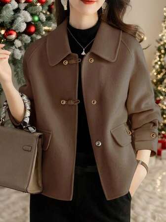 French Fashion Women's Autumn/Winter New Arrival Thick Tweed Jacket, Short Korean Style Elegant Casual Loose Double-Sided Tweed Jacket, Petite High-End Tweed Jacket, Thick Christmas Holiday Jacket