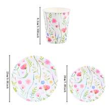 Wildflower Disposable Tableware Set, 7/9 Inch Party Plates, Disposable Paper Plates And Cups Suitable For Holidays, Weddings, Engagements, Weddings, Birthdays, Parties, Celebration Events - Multicolor - View 2