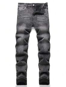 Jeans de mezclilla elásticos creativos y de moda para hombres - Gris - Ver 3