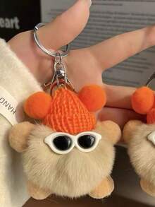 1个可爱卡通煤球钥匙扣吊坠，时尚女士钥匙扣，可爱钥匙扣，趣味钥匙扣，女士礼物，适用于挂绳、包包、钥匙、车钥匙装饰和小礼物 - 多色 - 查看 4