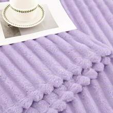 Bnuitland Oversized King Flannel Stripe Pattern Blanket 120x120 Inches, 300GSM Soft Extra Large For Couch,Bed, Lightweight Fuzzy Fleece 10x10 Huge Blanket For Whole Family, Light Purple - ColorC - 查看 7