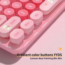 MOFII BabyBear 2.4G Wireless Keyboard And Mouse Combo, Ergonomic Design, Cute Cartoon Round Keycaps, Silent Typing, Compact And Portable, Suitable For Laptop, PC, Office And Home Use - Multicolor - View 10