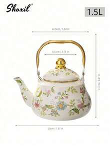 shoxil 1pc 1L/1.2L/1.5L Enamel Pot, Small Capacity Enamel Kettle, Multi-Functional Heat-Resistant Water Kettle/Coffee Pot, Suitable For All Seasons, Can Be Used As Oil Pot, Sugar Jar, Seasoning Jar, Tea Canister, Vinegar Bottle And Cold Water Pot, Not Easy To Break Or Stick Oil, Decorative Household Tabletop Kettle.