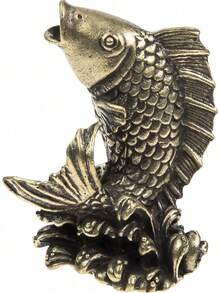 EstiloBESPORTBLE Estatua De Carpa De LatóN Para DecoracióN De Escritorio Figura Artesanal Compacta Y Estable Adorno Vintage Para Hogar Y OficinaVersióN Mejorada - 1 - Ver 1