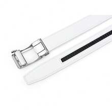 Men's Belt, Ratchet Dress Casual Belt With Adjustable Automatic Buckle Trim To Fit,36inch-40inchWaistAdjustable,White-05 - 白色-05 - 查看 6