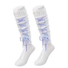 Women's Y2K 80s Leg Warmers Socks Rib Knit Boot Socks,OneSize,BlueWhite - BlueWhite - View 4