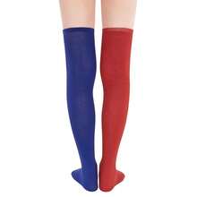Zando Womens Thigh High Socks Striped High Knee Socks Knee High Socks For Cosplay Long Socks Over The Knee Leg Warmers,OneSize,RedBlue - RedBlue - View 4
