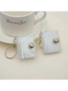 1个/2个迷你亮白色相册钥匙扣，16张容量1英寸口袋式证件照相册，简约优雅学生便携相册 - 無色 - 查看 14