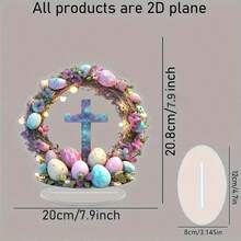 2D Flat Printing, Suitable For Gifts In 4 Seasons(0.3cm Thickness), Color Printed Acrylic Easter Wreath Decorative Signs And Transparent Cross And Egg Patterns, Multifunctional Desktop Display, English Text, Home Decoration, And Birthday Graduation Gifts - Multicolor - View 9