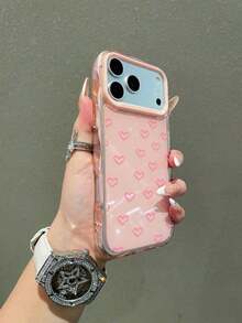 1pc Aesthetic Thin Sky Blue Personalized Line Design Phone Case Compatible With IPhone 16, 15, 14, 13, 12 Pro Max, 11, Korean Cute Shock-Proof Phone Cover, Gift For Girls, Compatible With IPhone 17/17 Pro/17 Pro Max/17 Airfunda Para Phone,Apple16,Cover De Phone,Cell Phone Case,Funda Para Apple 17 Pro - 粉紅色 2 - 查看 4