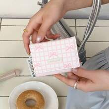 蝴蝶结条纹钱包 女士简约短款钱包 三折学生钱包 现货 日系风格女士钱包 迷你钱包 小钱包 可爱钱包 旅行必备证件夹 身份证夹 - 彩色 - 查看 4