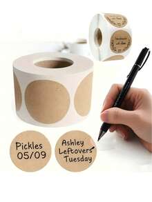 Cuộn 500 miếng giấy Kraft - Nhãn dán đóng gói và dán nhãn cho trang sức, đồ thủ công, sắp xếp và đóng hộp - Nhãn dán tròn trống có keo dính dành cho chủ cửa hàng và người làm đồ đóng hộp, làm đồ trang sức và hạt cườm, trưng bày trang sức và vật tư đóng gói, trang trí bánh ngày lễ, nhãn dán hình cành ô liu thủ công bằng giấy Kraft hình trái tim. - màu nâu - Xem 2