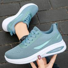 Women's Athletic Shoes, Available In Plus Sizes, Slip-On Design, Lightweight And Breathable Mesh Upper, Slip-Resistant And Shock-Absorbing, Machine Washable, Sporty Style, Tennis Shoes, Perfect For Everyday Wear, Running, Fitness, Travel, And Shopping, Making A Great Women's Day And Mother's Day Gift. - 淺藍色 - 查看 4