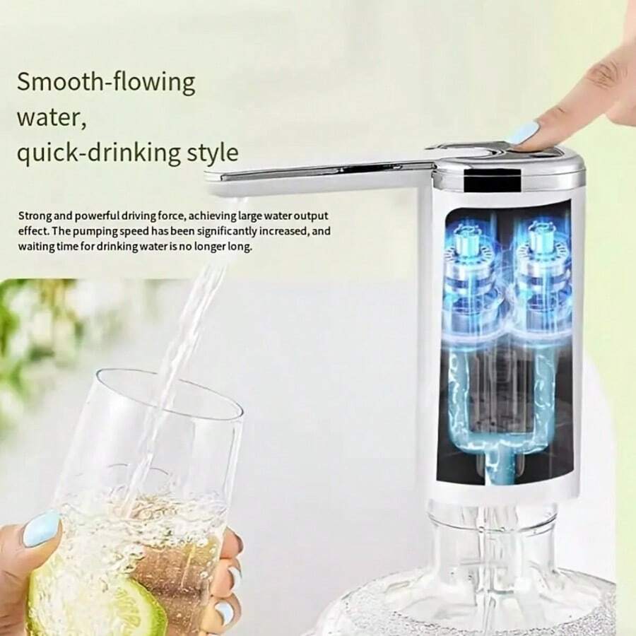 Portable Electric Water Pump For 5-Gallon Bottles - USB Type-C Rechargeable, Continuous Metered Water Dispensing, Rechargeable Battery - Suitable For Office, Camping, Outdoor Adventures - The Ideal Gift For Everyone, Water Pump - Đen và trắng - Xem 1