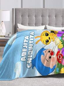 1pc Plim Plim Blanket Ultra Soft Anime Blanket, Flannel Cartoon Printed Throw - Perfect Gift For Anime Fans, Ideal For Christmas, Birthday, Halloween, Home, Camping & Travel - màu đen - Xem 6