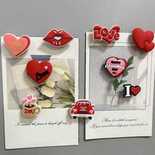 9个情人节主题冰箱贴，适合办公室、冰箱装饰，完美礼物 - 紅色 - 查看 7