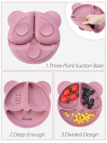 1pc Customizable Silicone Placemat, Personalized Pattern And Name Printing, Children's Tableware, Suction Cup Design, Customized Kids Dinnerware - Multicolor - View 9