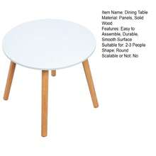 Dining Table With Solid Wood Leg Waterproof  60cm Round Shape Leisure Coffee Table - White - View 8