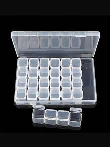 2pcs 28-Slot Nail Art Tool Organizer Box, Disassemblable Plastic Jewelry Box For Nail Accessories, Shockproof - Multicolor - View 8