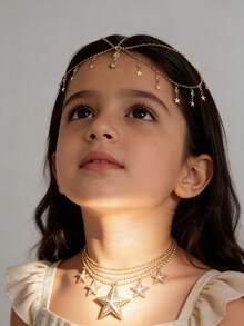 Girl's Luxury Bridal Headchain, Fashionable Bohemian Style Wedding Headpiece, Gold Headpiece, Student Supplies, Girls' Accessories - Multicolor - View 5