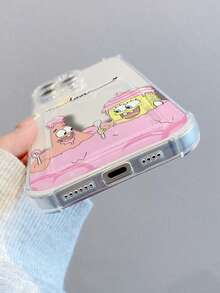 SpongeBob SquarePants 1pc Cute & Fun Transparent Card Holder, Ice Cream, Spongebob, Star Line, Heart Pattern Shockproof Phone Case Compatible With Apple 11/12/12 Pro Max/14 Pro Max/15/15 Pro/16/16 Pro Max - Multicolor - View 4