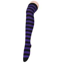 Zando Womens Thigh High Socks Striped High Knee Socks Knee High Socks For Cosplay Long Socks Over The Knee Leg Warmers,OneSize,ABlack&PurpleStripes - 黑紫條紋 - 查看 5