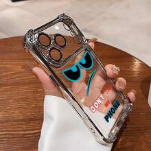 Cartoon Cool Eye Soft Phone Cover Case for  17 16 15 14 13 12 11 Pro Max 17 AIR XS Max X Clear  Cover - Plateado - Ver 8