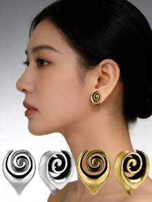 1PC Copper Waterdrop Swirl Ear Gauges Ear Tunnel Plugs Apiral Expanders Earrings Plugs Piercing Body Jewelry