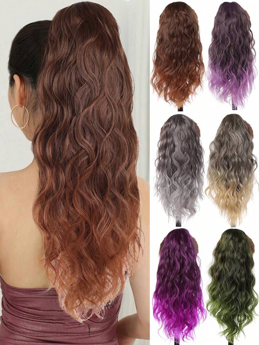 Women's Ponytail Extensions, Claw Clip Ponytail Extensions, Multi-Layered, Voluminous, Thick Wavy Hair, Chin Clip Ponytail Extensions, Soft Synthetic Hair, Gradient Brown. - Multicolor - View 1