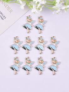 10pcs/Pack Mixed Style Angel & Princess Flower Theme Zinc Alloy DIY Jewelry Pendant For Making Earrings, Necklace, Bracelet,Etc. - Flower Angel - View 9