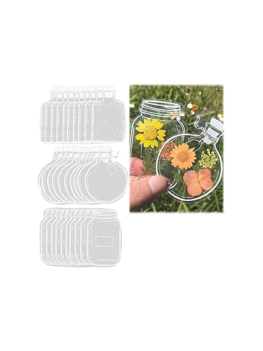 - 30 marcadores de flores secas transparentes de PET, hechos a mano, para manualidades,37268954 - Multicolor - Ver 1