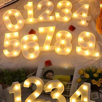 8.26" Large LED Illuminated Number, Warm LED Digital Light, Birthday Theme Number Atmosphere Light (18/21/30/40 Years Old), 0-9 Numbers, Battery Powered Flashing Letter Lamp, Suitable For Party, Desktop, Wall Decor, 0-9 Number Theme Restaurant Decor LED Light Night Light Party Wedding Cocktail Decoration, 2026 CRAD Number Letter Decor Light, Graduation Decorations 2026