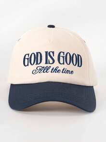 1pc Embroidered "GOD IS GOOD" Colorblock Baseball Cap, Adjustable Sun Protection Casual Hat Suitable For Spring/Autumn Travel, Fashion Versatile Sunshade Hat, Y2K Style For Youth,Beach,Festival - Baseball Cap - View 19