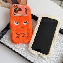 The 2025 New Plush Cartoon Fun Orange And Pink Expression Phone Case With Holder, Shock-Absorbing Soft TPU Protection, Suitable For IPhone 17, 16, 15 Pro, Pro Max Phones, Is A Fashionable And Exquisite Winter Women's Phone Case. It Is A Beautiful Gift For Family, Girlfriends, And Colleagues As A Christmas, New Year, Thanksgiving, Mother's Day, Teacher's Day, And Birthday Gift. - 粉色 - 查看 6