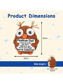1pc Crocheted Owl Figurine - Emotional Encouragement Crochet Gift, Suitable For Women And Men, As Birthday, Christmas, Friend, Colleague, Teacher Gifts, Self-Care, Office Desk, Home Decor, Autumn Decoration, Relaxation And Encouragement - Multicolor - View 5