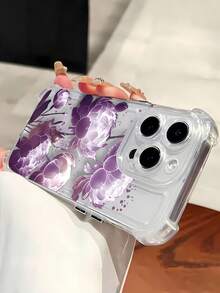 Funda para teléfono con diseño floral de peonías moradas, compatible con iPhone 16, 15, 14 Pro Max, 13, 12, 11, XR y XS Plus. Fabricada en silicona TPU, ofrece protección contra golpes y caídas, además de una excelente sensación al tacto. Es el regalo ideal para familiares, amigos y seres queridos. - transparente - Ver 5