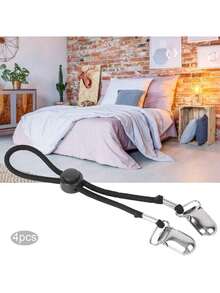 Estilo4 Piezas Sujetadores De SáBanas Ajustables Correas Antideslizantes Correas De Soporte De SáBanas De Cama Colchones EláSticos Sujetadores De Sujetadores De SáBanas(Negro)VersióN Mejorada - 1 - Ver 6