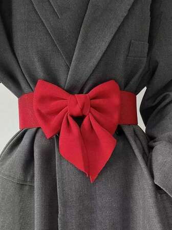1pc Women's Bow Elastic Waist Belt, Casual Dress Accessory