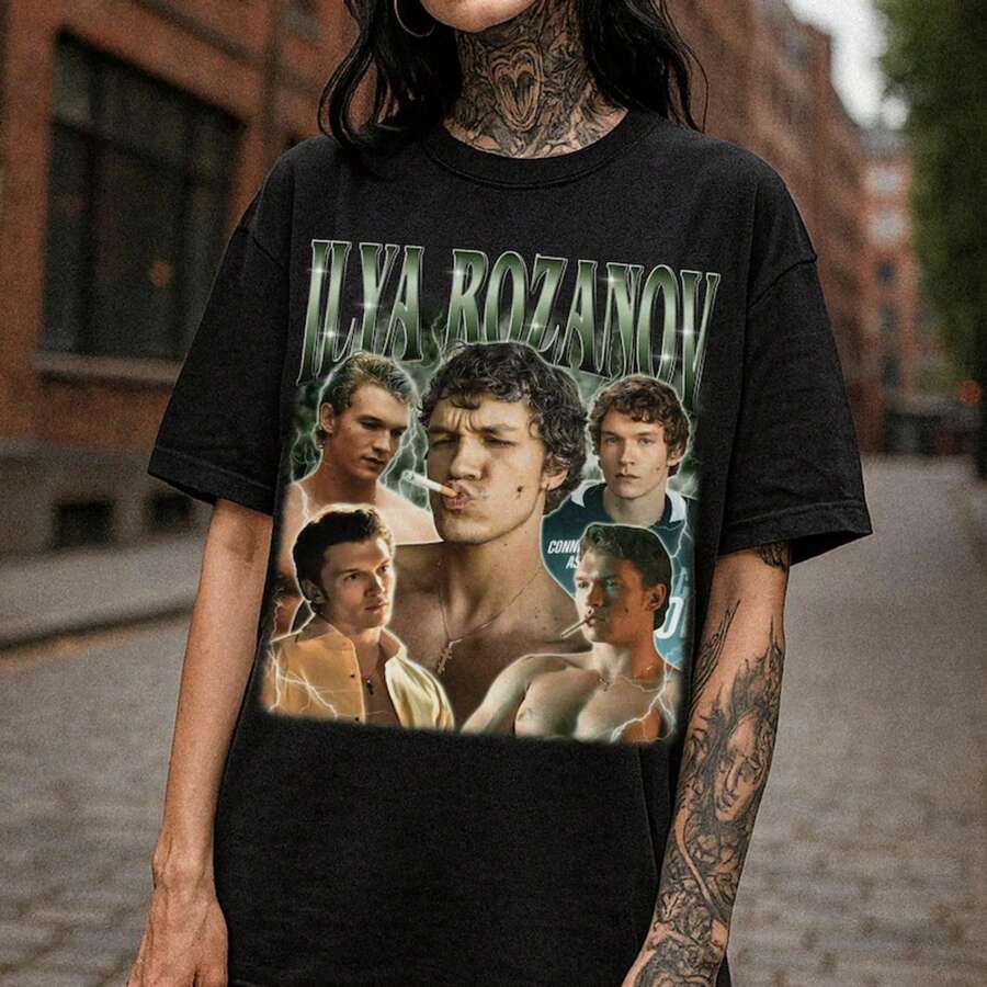 Camiseta de rap pirata de Ilya Rozanov, Camiseta vintage de confort pirata de Connor Storrie Rozanov, Camiseta de hockey de Ilya Rozanov de Shane Hollander - Negro - Ver 1