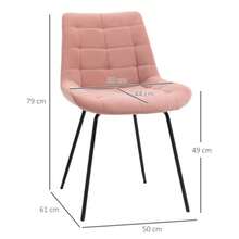 Dining Chair Set Of 2, Kitchen Chair With Backrest, Velvet Upholstery In Pink, Retro Design, Steel Legs, For Living Room - Pink - View 2