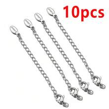 10pcs Stainless Steel Extension Chain Engraved Lobster Clasp Set, Suitable For DIY Jewelry Making Bracelets, Necklaces, Anklets, Chain Extender - Extended Chain With Lobster Clasp - View 12