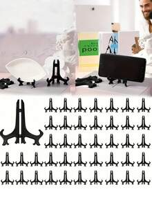 可调节高度塑料相框架、艺术盘子展示架、席位卡架、展示画架和座椅区 - 坚固的桌面展示架，可放置照片、盘子、名片，适合婚礼和生日派对