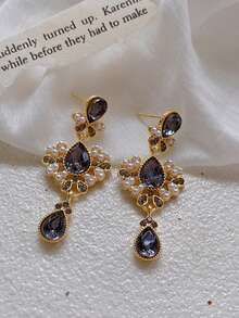 1 Pair Vintage Tassel Water Drop Earrings, Fashionable Luxury Personalized Versatile Unique Elegant Earrings For Women - Gold - View 4